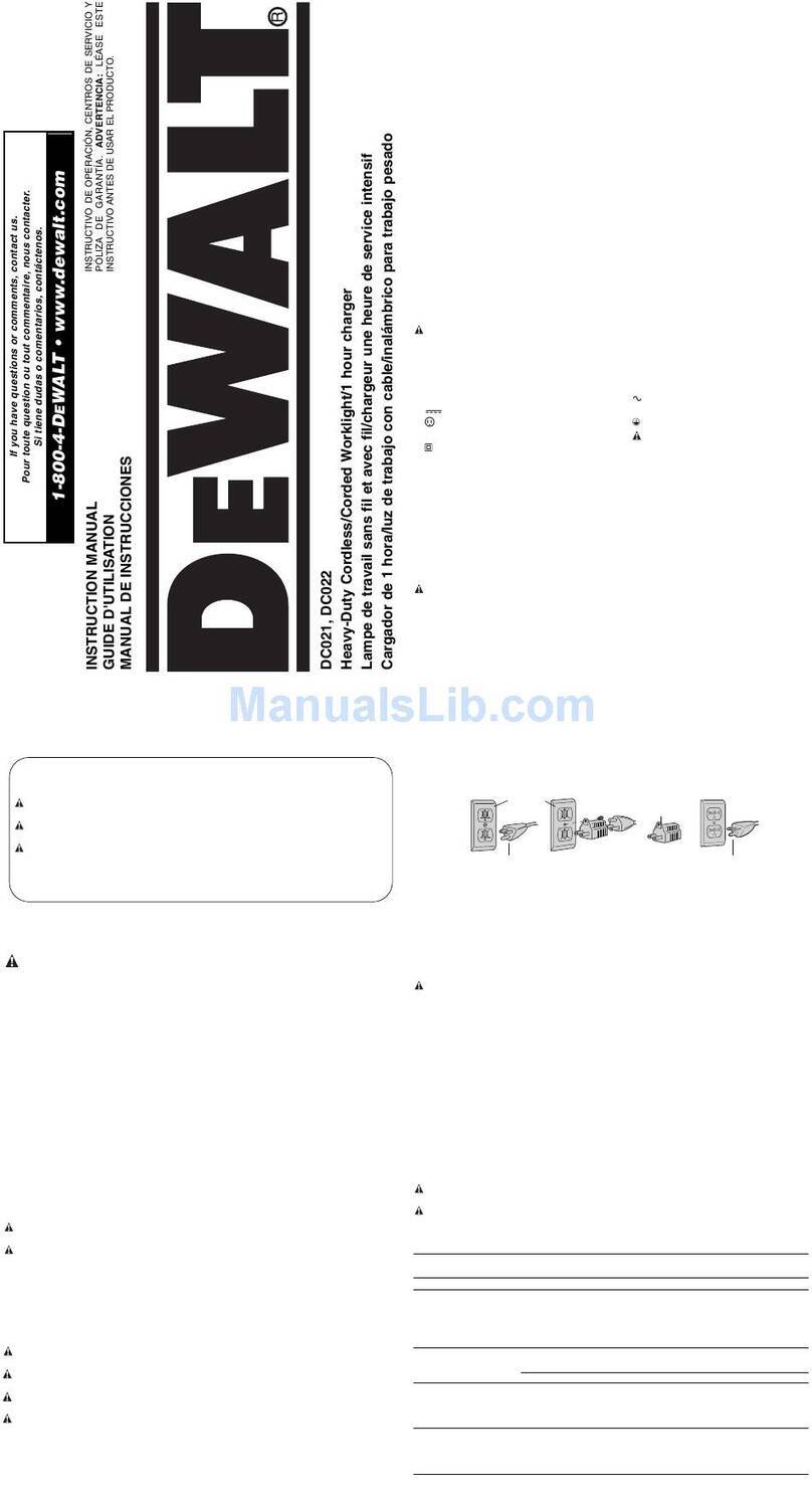 DeWalt DC021 User manual
