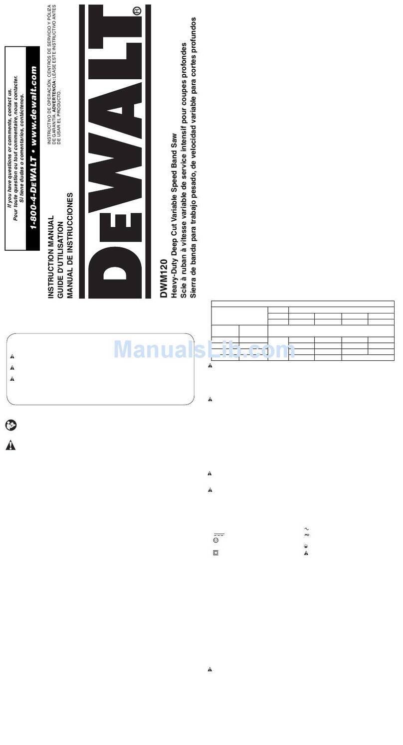 DeWalt DWM120 User manual