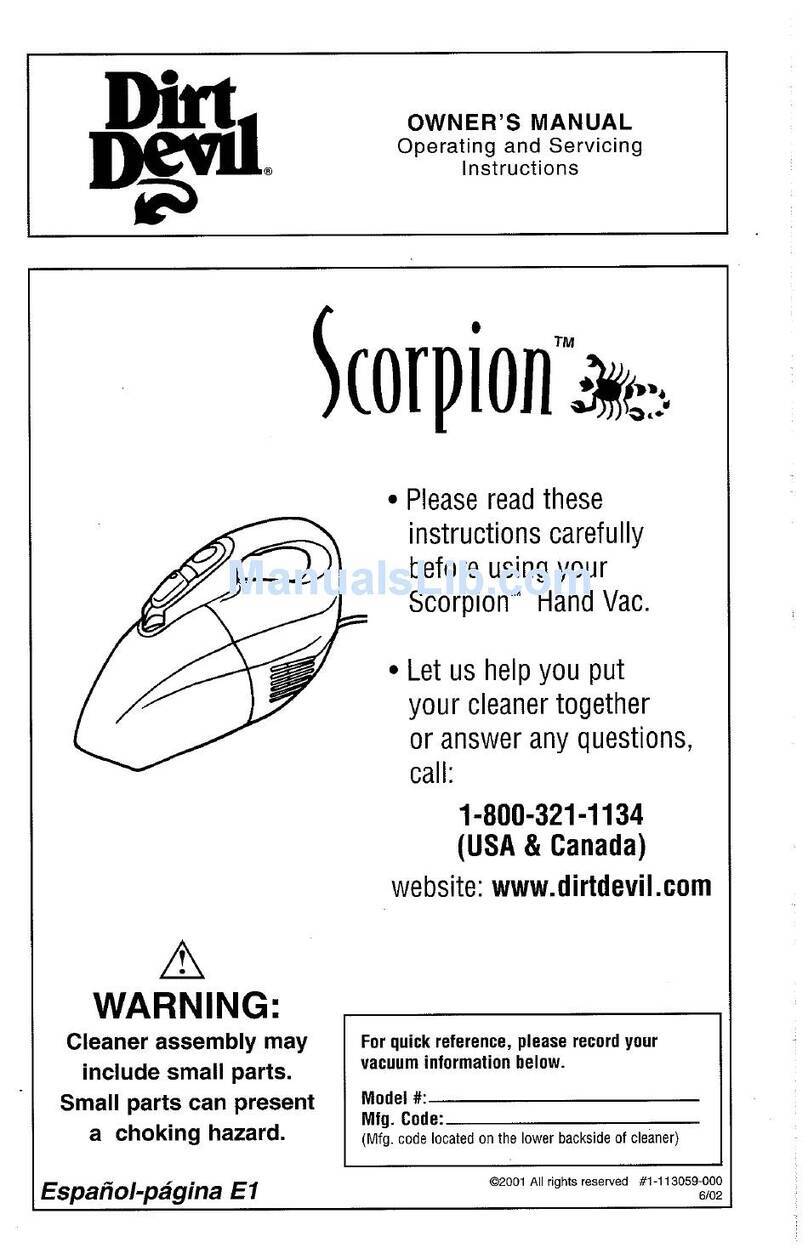 Dirt Devil Hand Vac owner's manual