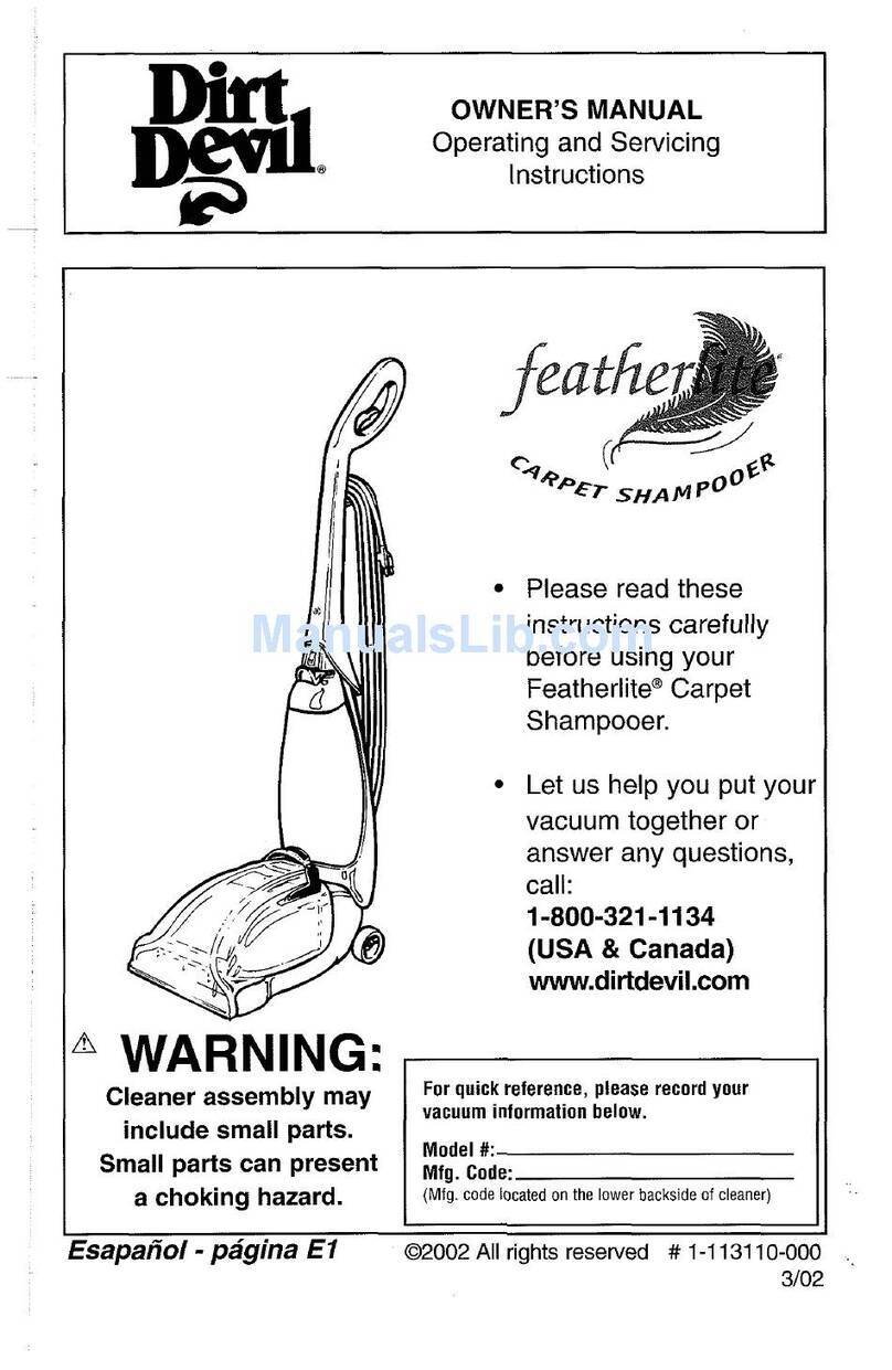 Dirt Devil featherlite Carpet Shampooer User guide