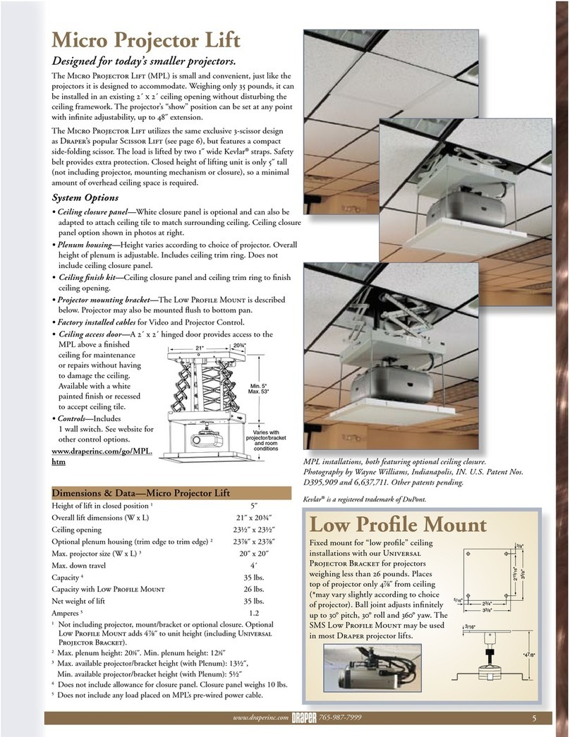 Draper Micro Projector Lift Specification sheet
