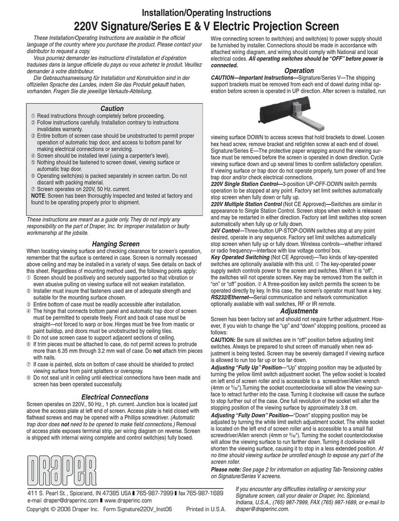 Draper 220V Signature/Series E Manual