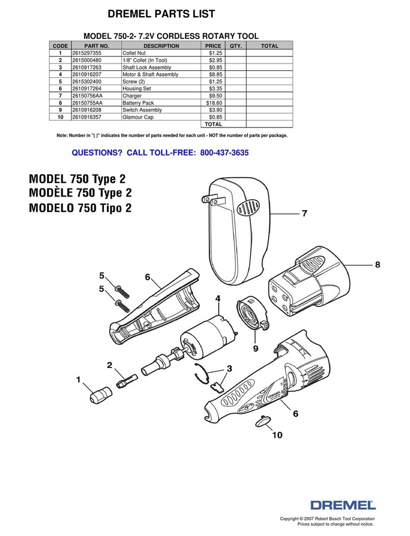 Dremel 7.2V Cordless Rotary Tool 750-2 User manual