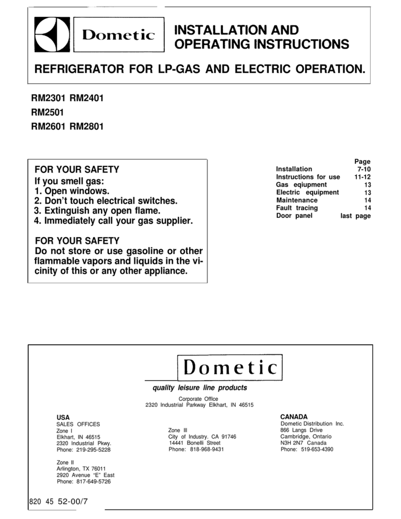 Dometic RM2301 User manual