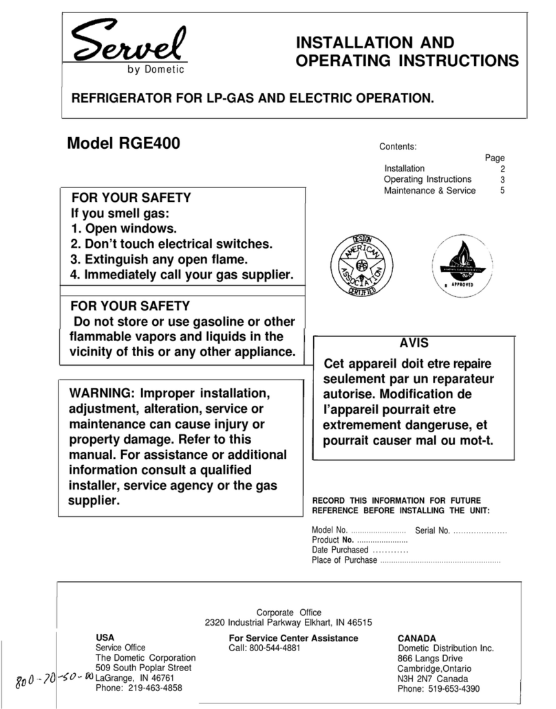 Dometic Servel RGE400 User manual