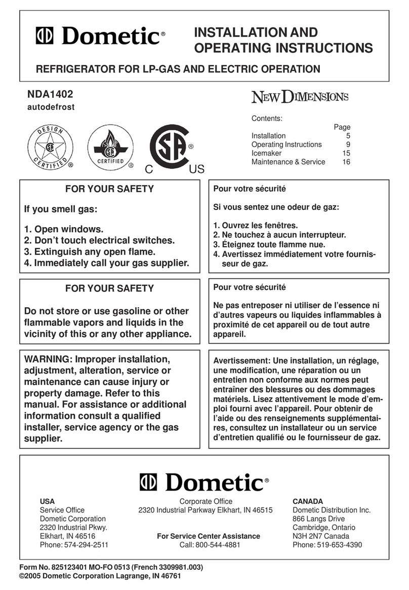 Dometic NDA1402 Installation and operating instructions