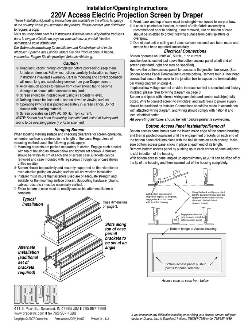 Draper 220V Access Electric Projection Screen Installation and operating instructions