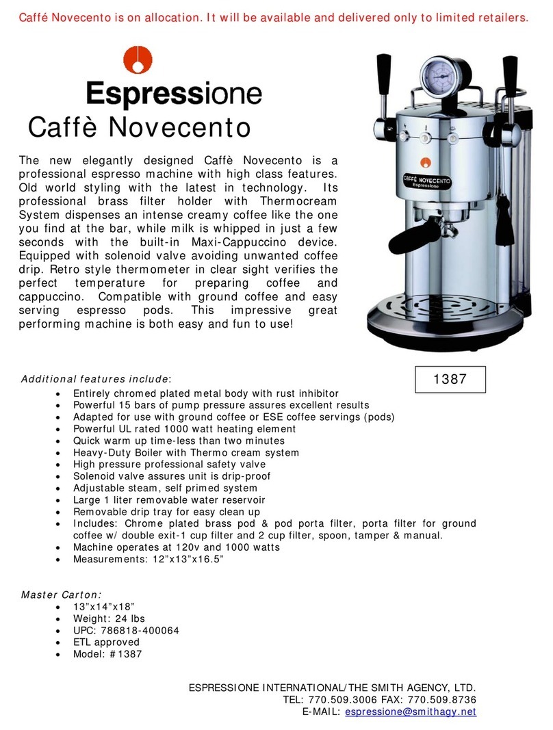 Espressione Caff Novecento 1387 User manual Espressione Caff Novecento 1387 User manual