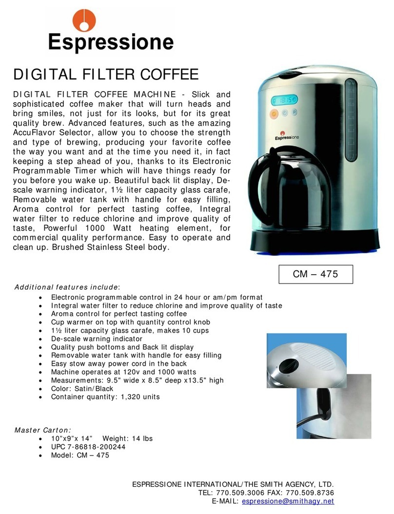Espressione Digital Filter Coffee Machine CM-475 Specification sheet