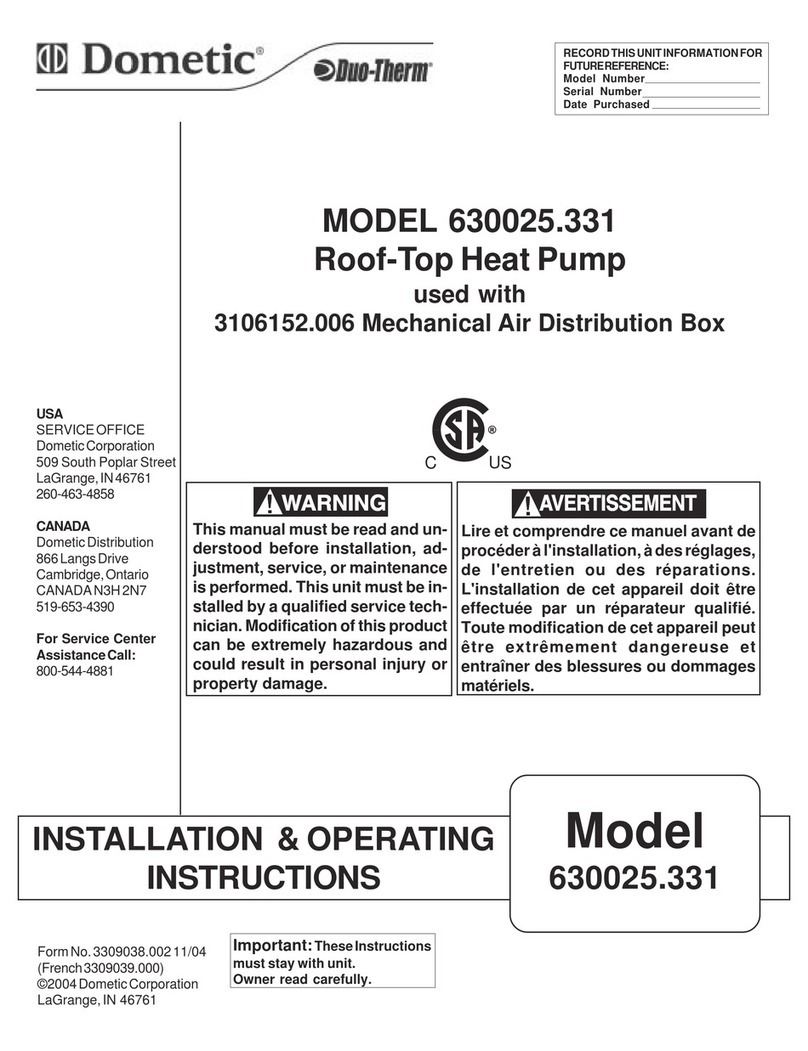 Dometic 630025.331 Installation and operating instructions