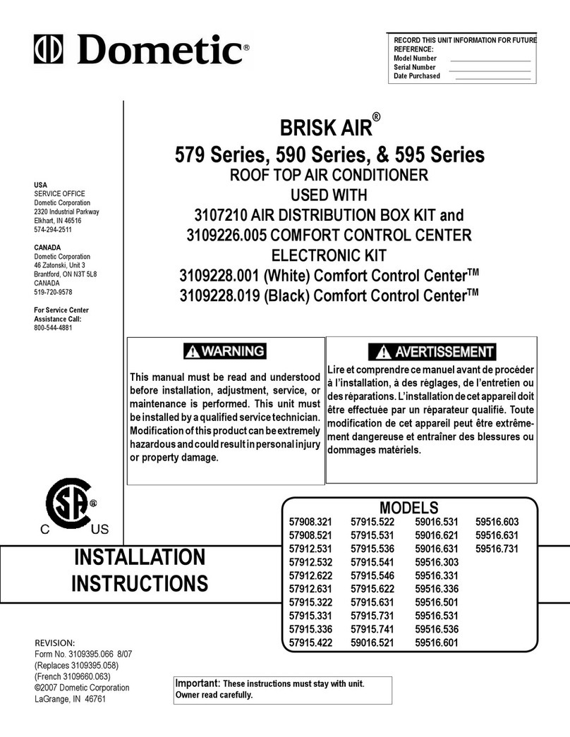 Dometic BRISK AIR 579 SERIES User manual