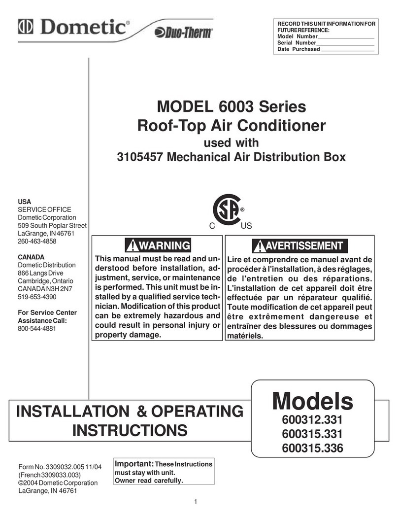 Dometic 600312.331 Installation and operating instructions