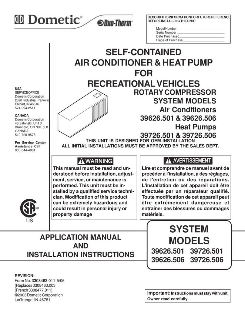 Dometic 39626.501 User manual