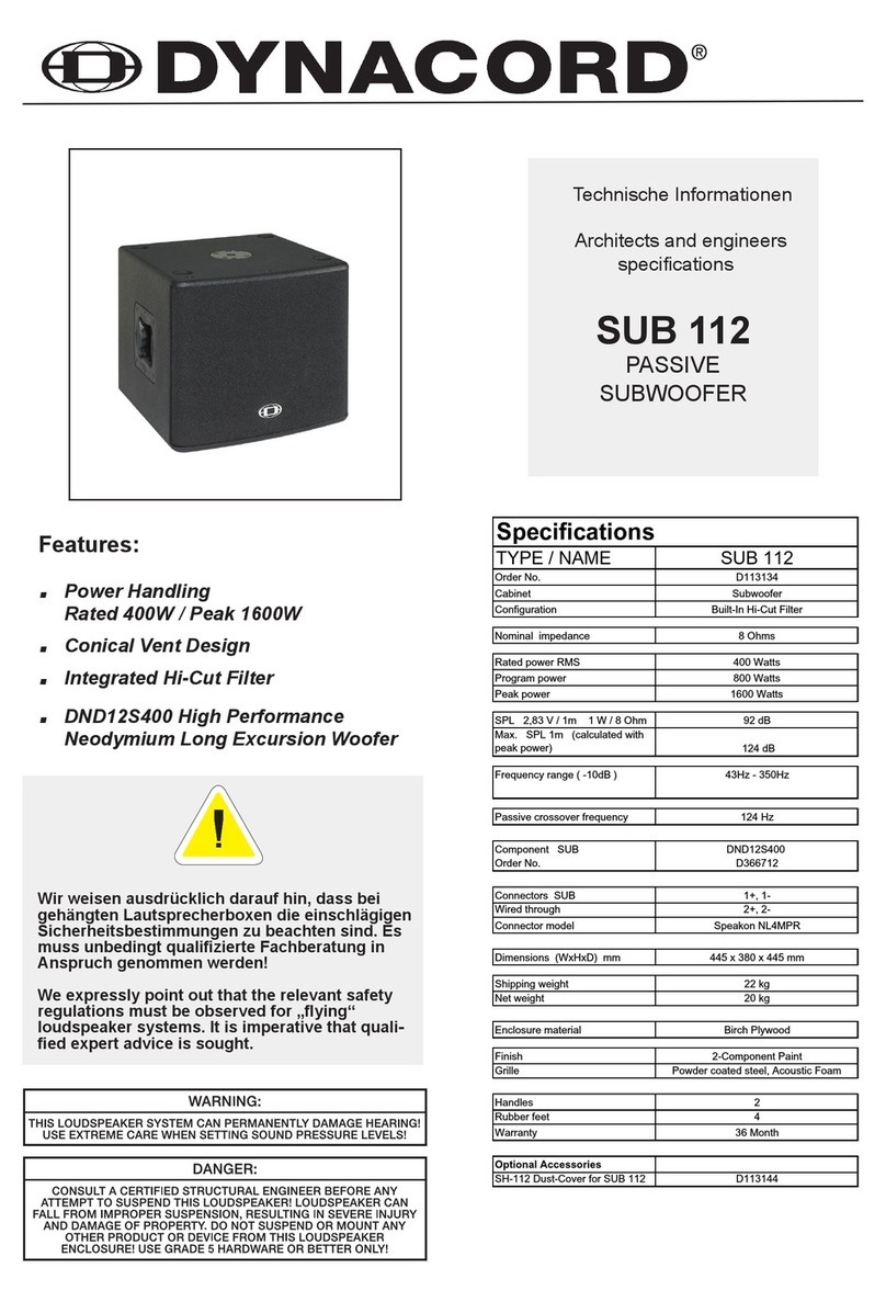 Dynacord SUB 112 Specifications