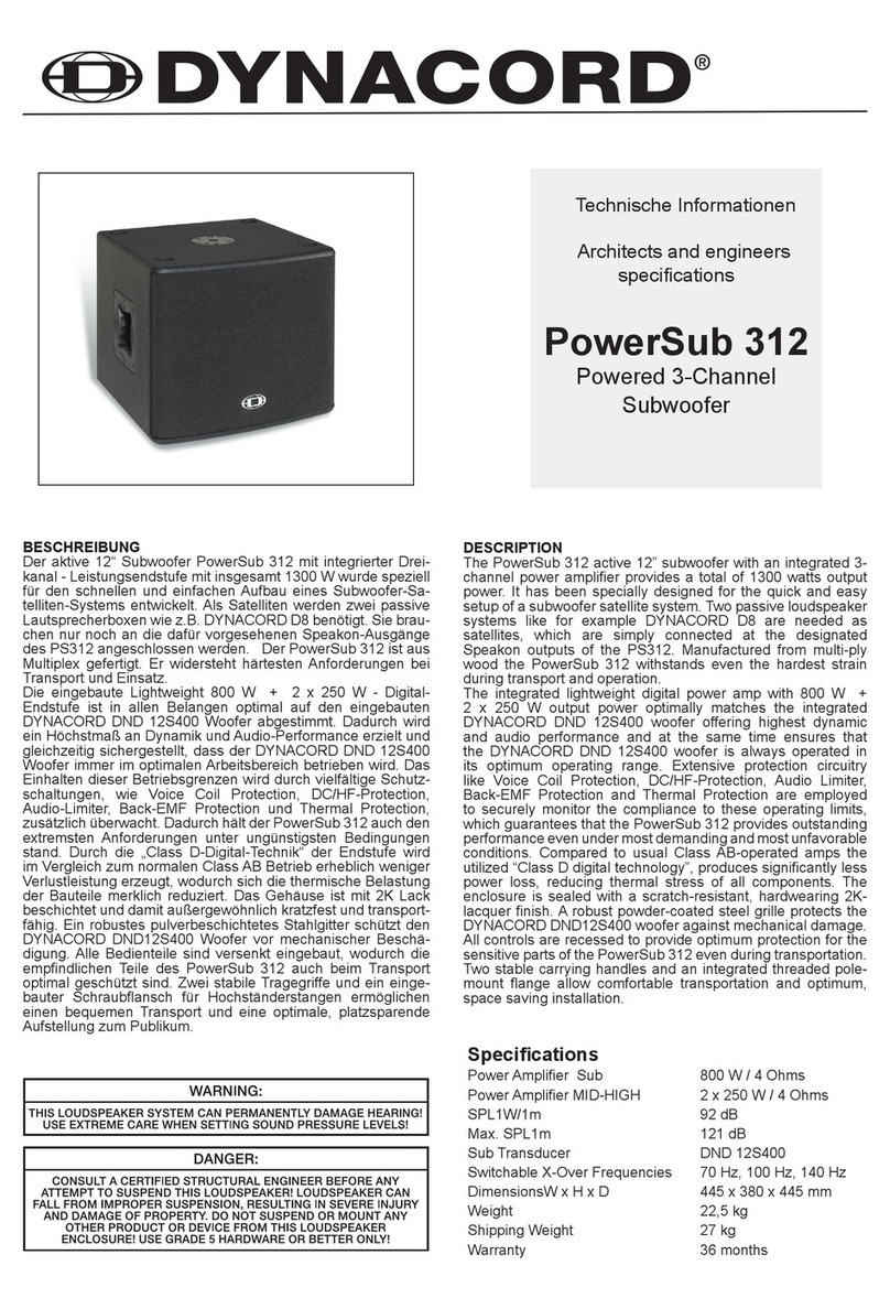 Dynacord PowerSub 312 Architects and engineers specifications