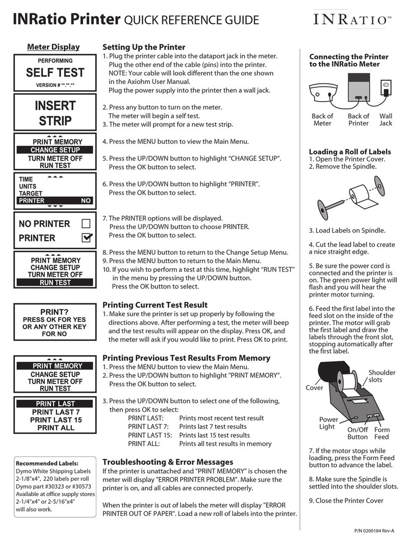 HemoSense INRatio Printer Quick reference guide