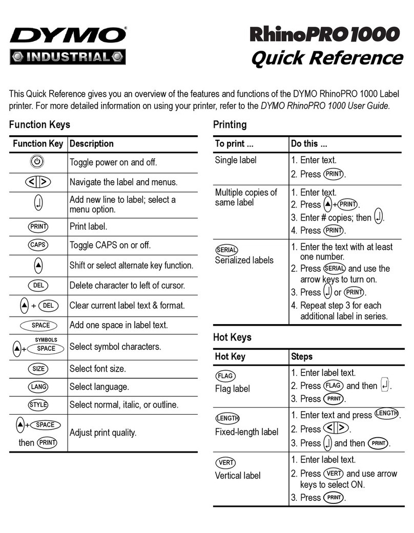 Dymo RhinoPRO 1000 quick reference