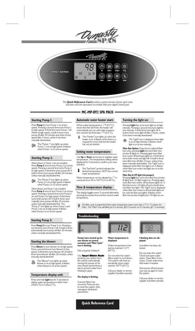 Dynasty Spas Excalibur MC-MP-DY2 Reference guide