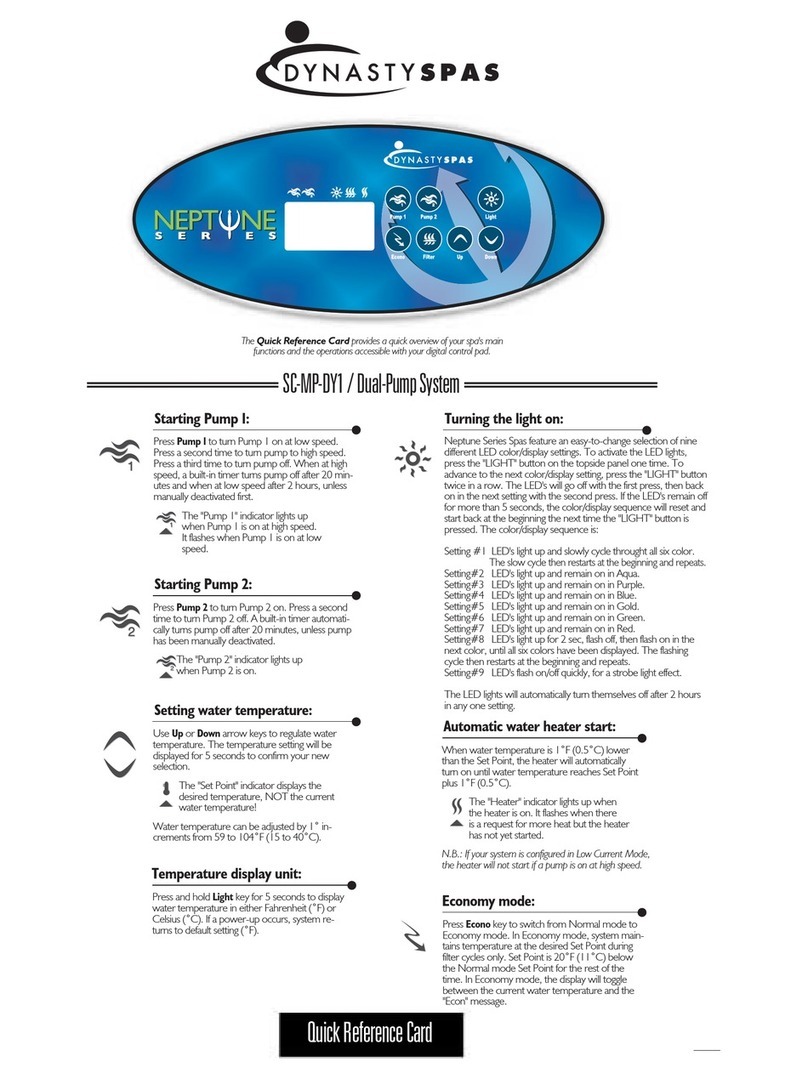 Dynasty Spas 9919-100418-B Reference guide
