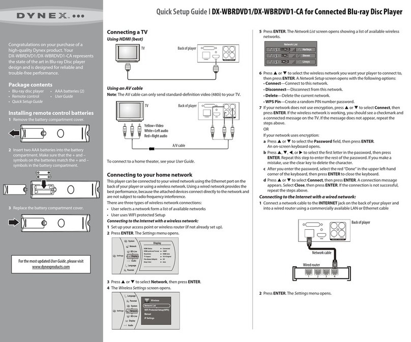 Dynex DX-WBRDVD1 Quick setup guide