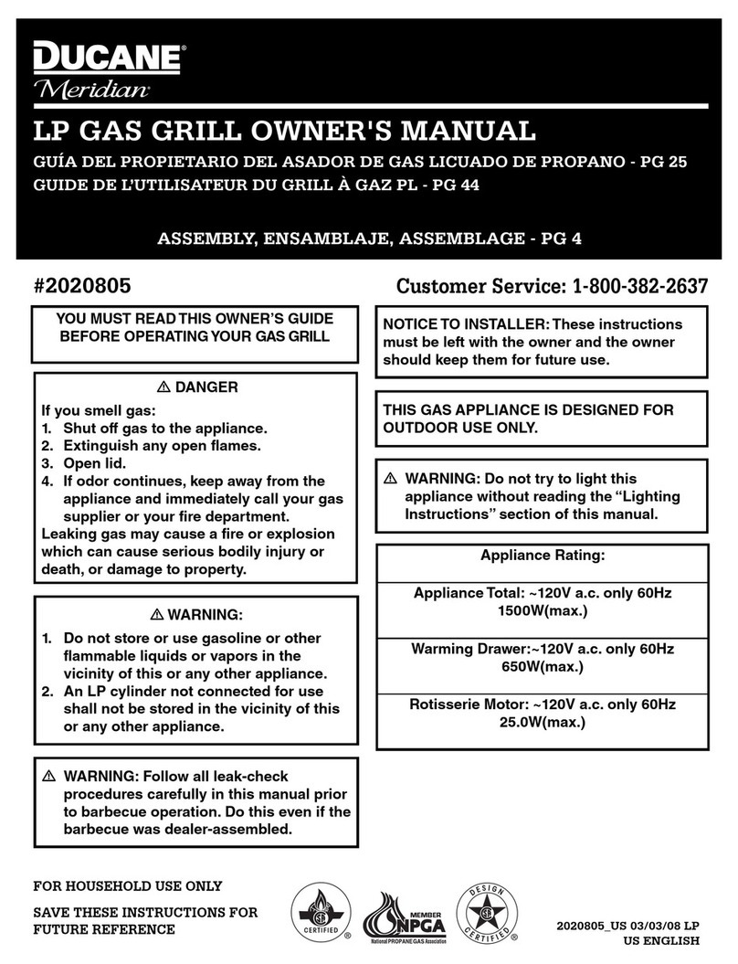 Ducane Meridian 2020805 owner's manual