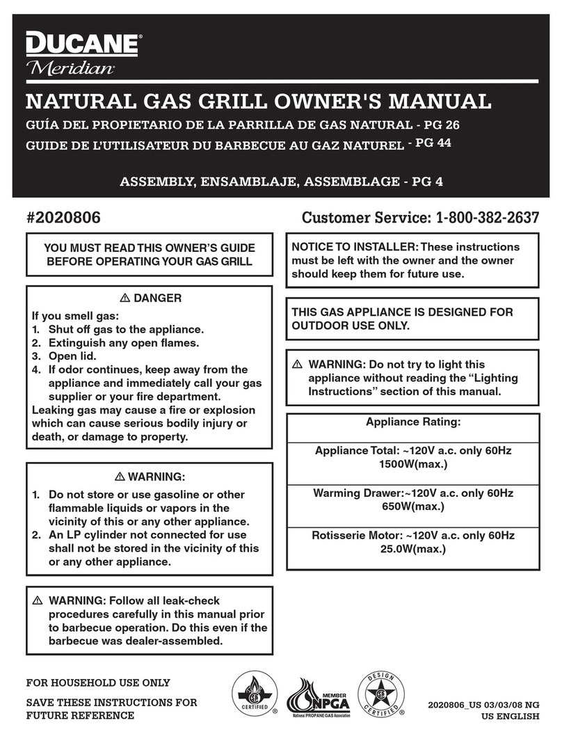 Ducane Meridian 2020806 owner's manual