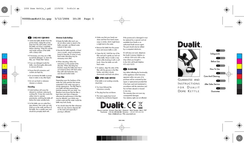 Dualit Dome Kettle Guarantee and instructions