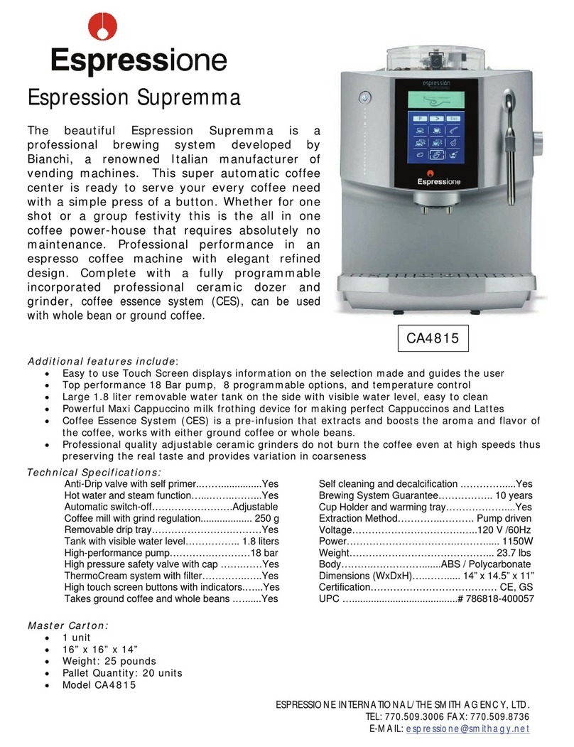 Espressione Espression Supremma CA4815 Technical specifications Espressione Espression Supremma CA4815 Technical specifications