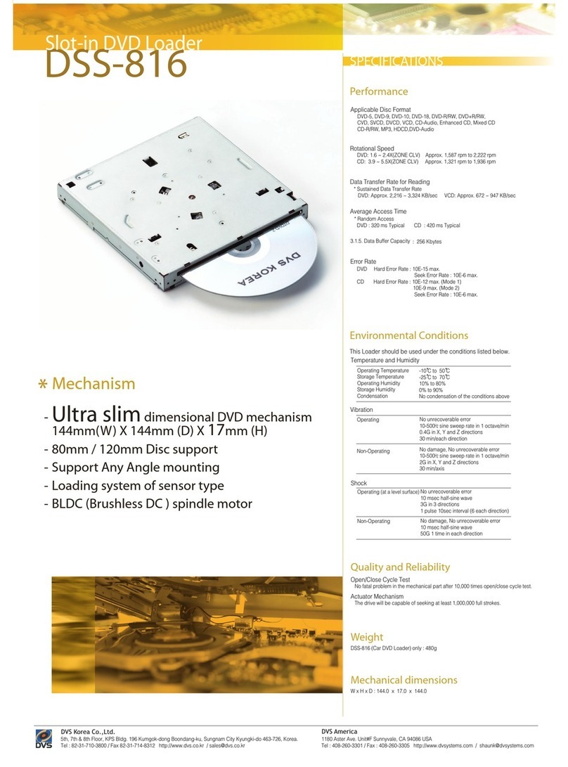 DVS Slot-in DVD Loader DSS-816 Specifications