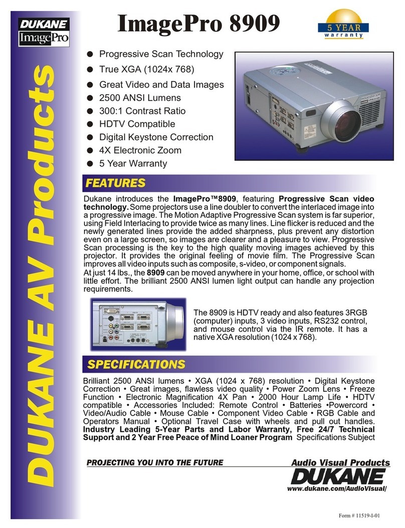 Dukane ImagePro 8909 Specification sheet