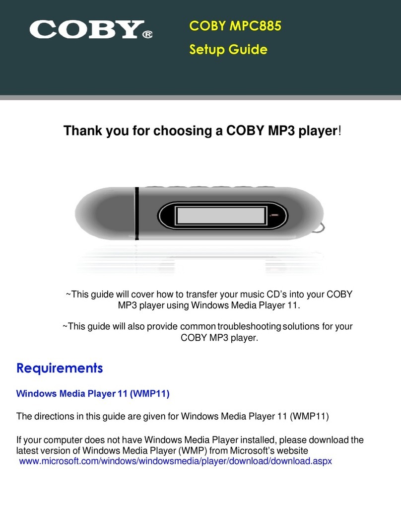 Coby MP-C885 - 1 GB Digital Player User manual