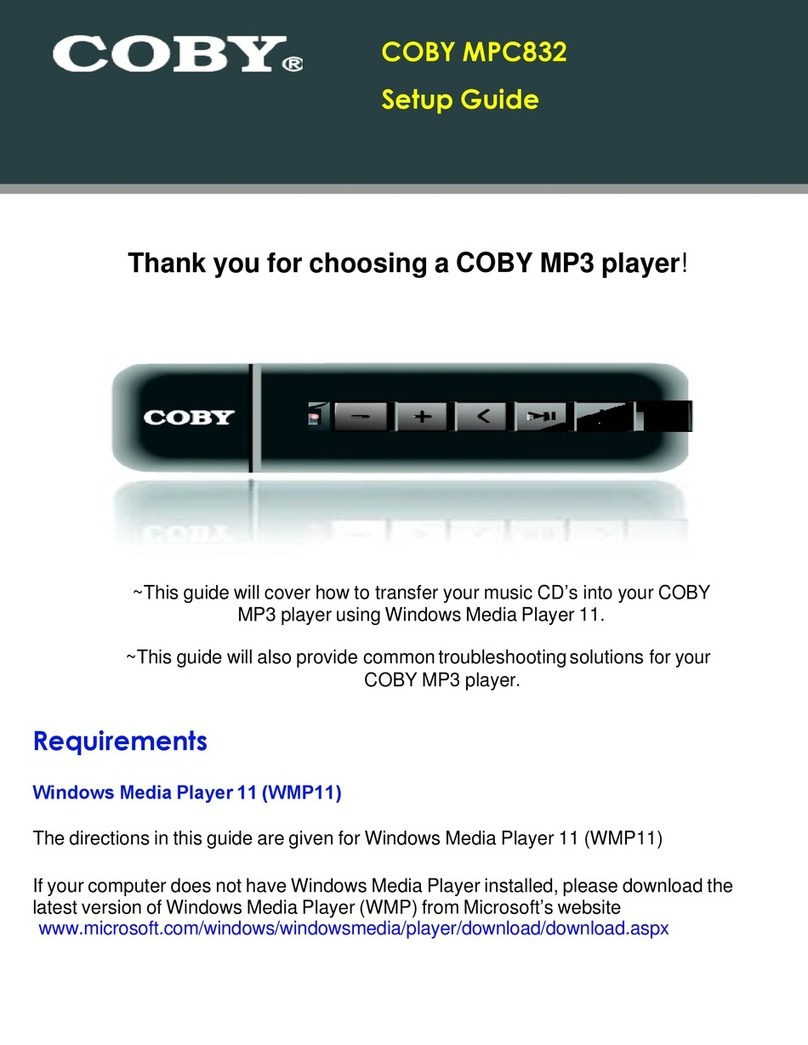 Coby MPC832 - 512 MB Digital Player Setup guide