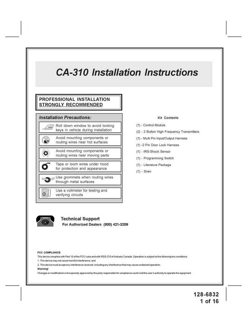 Code Alarm Car Alarm CA-310 User manual Code Alarm Car Alarm CA-310 User manual