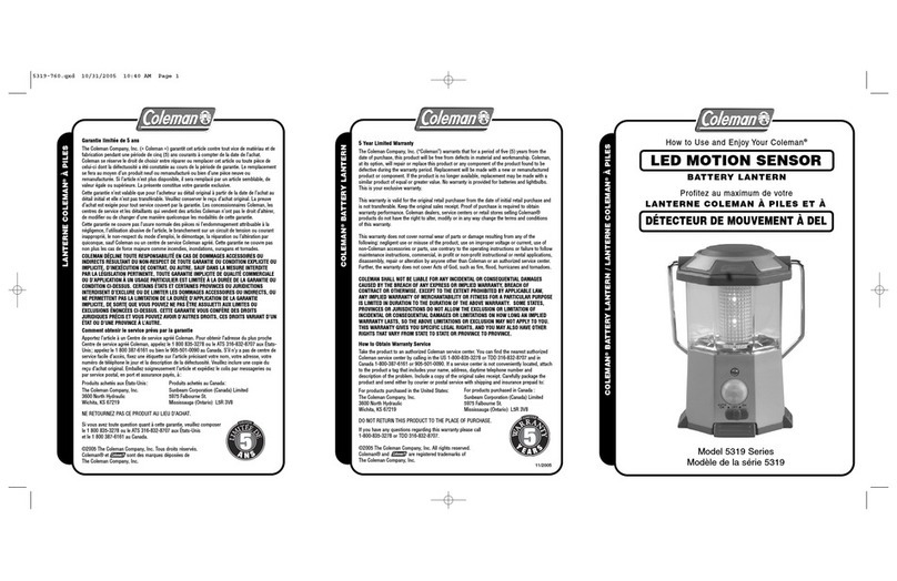 Coleman 5319-760 Operating instructions
