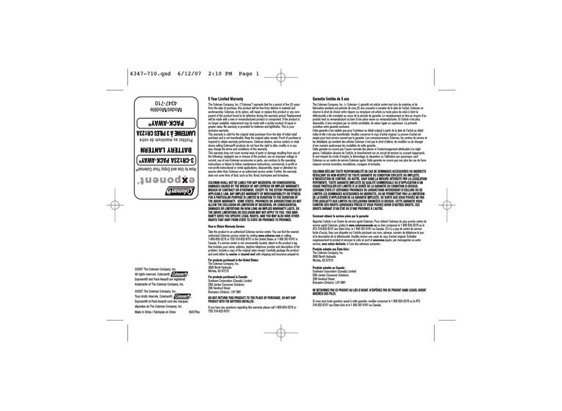 Coleman 4347-710 user manual