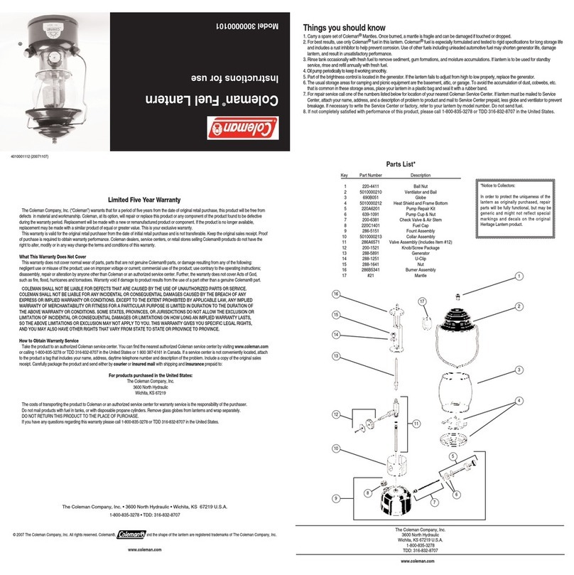 Coleman 3000000101 User manual