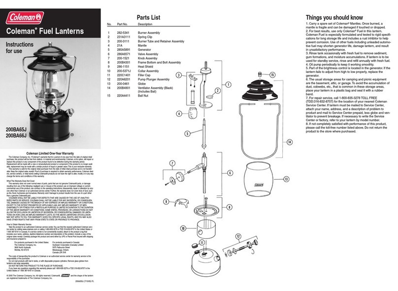 Coleman 200BA65J User manual