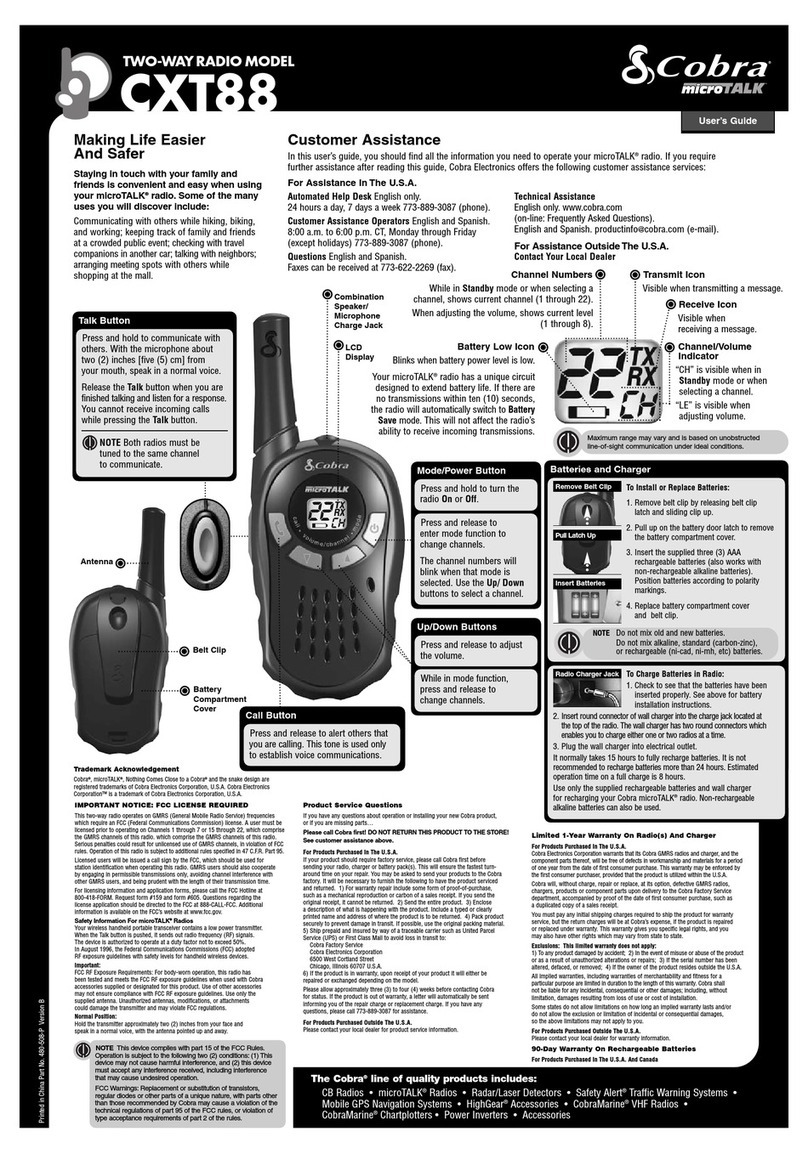 Cobra microTALK CXT88 User manual