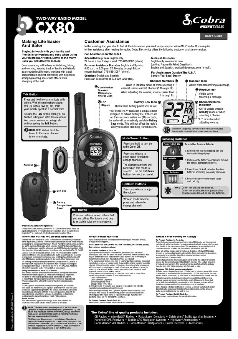 Cobra microTALK CX80 User manual