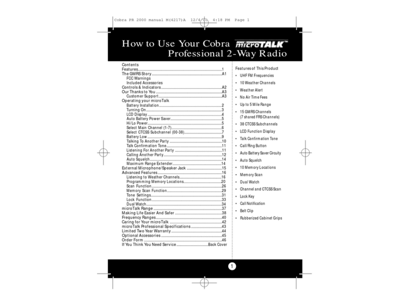 Cobra 2-Way Radio operating instructions