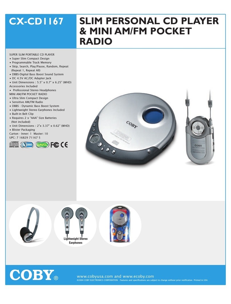 Coby CX-CD1167 Specification sheet