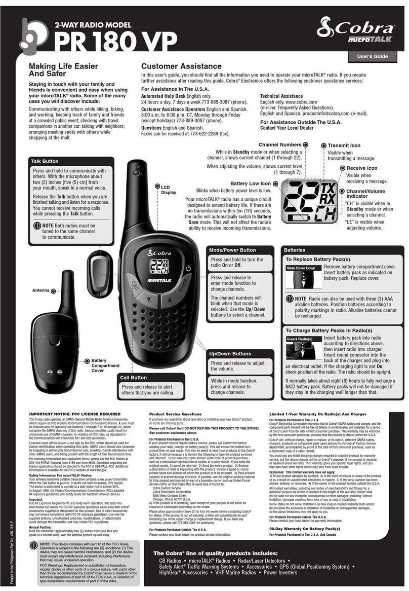 Cobra microTALK PR 180 VP user guide