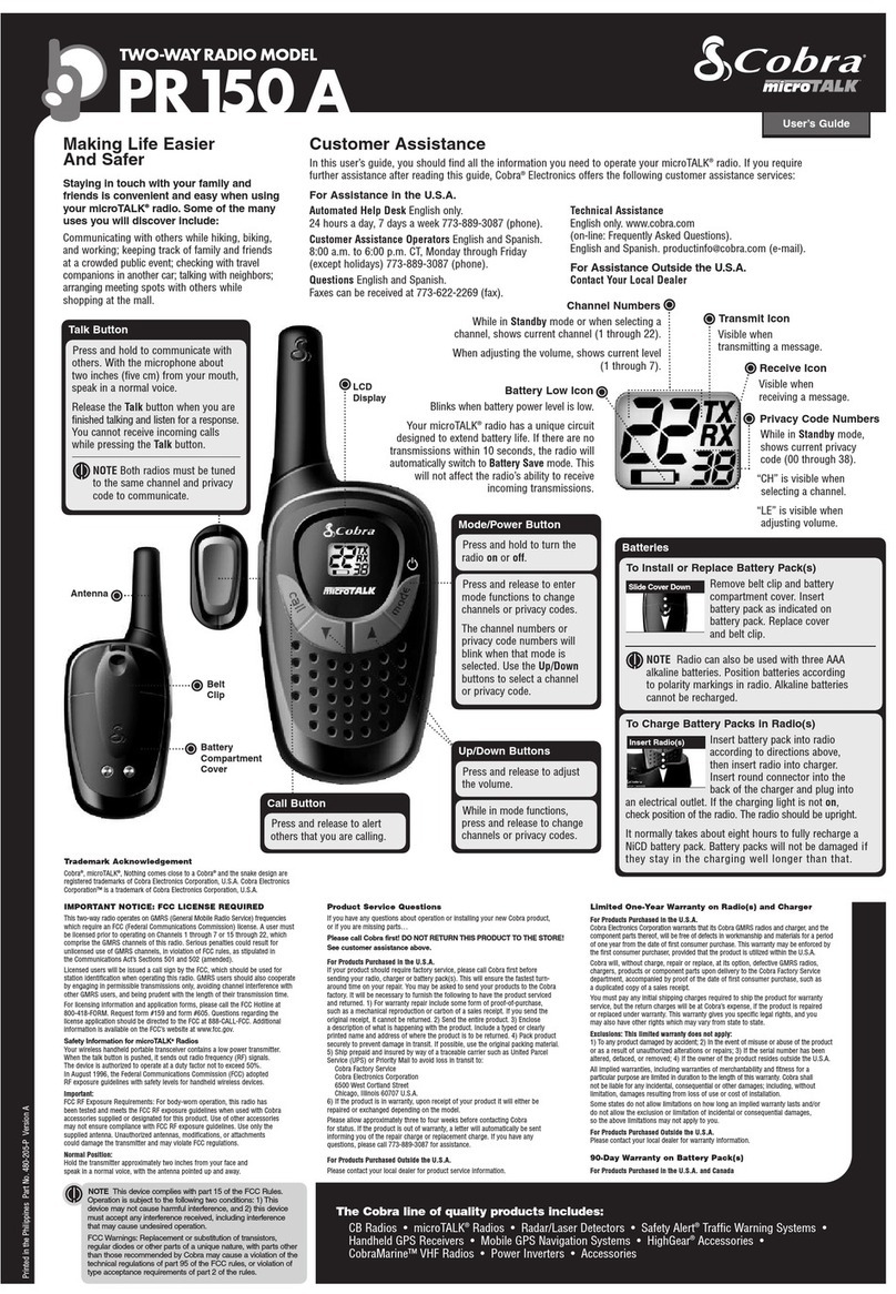 Cobra microTALK PR 150 A User manual