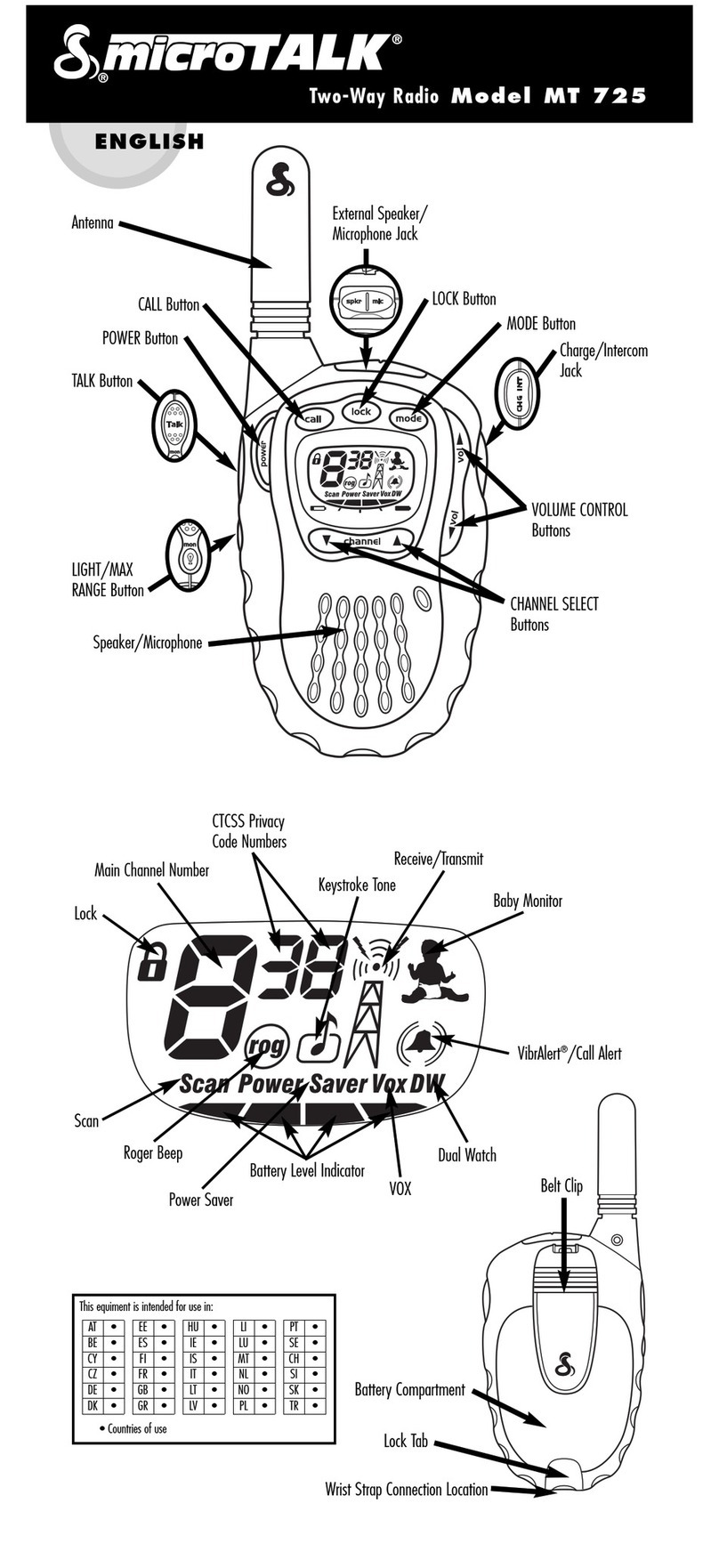 Cobra microTALK MT 725 User manual
