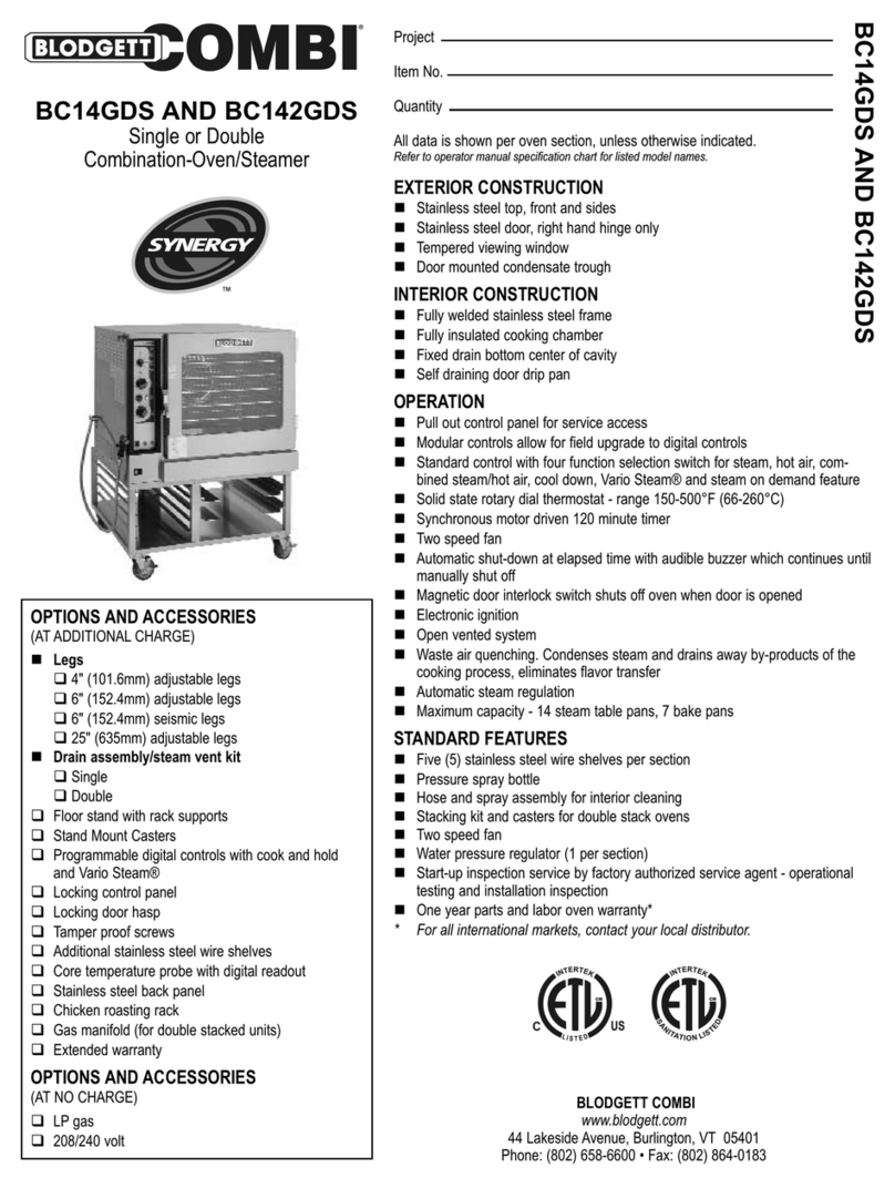 Combi BLODGETT BC142GDS Specifications