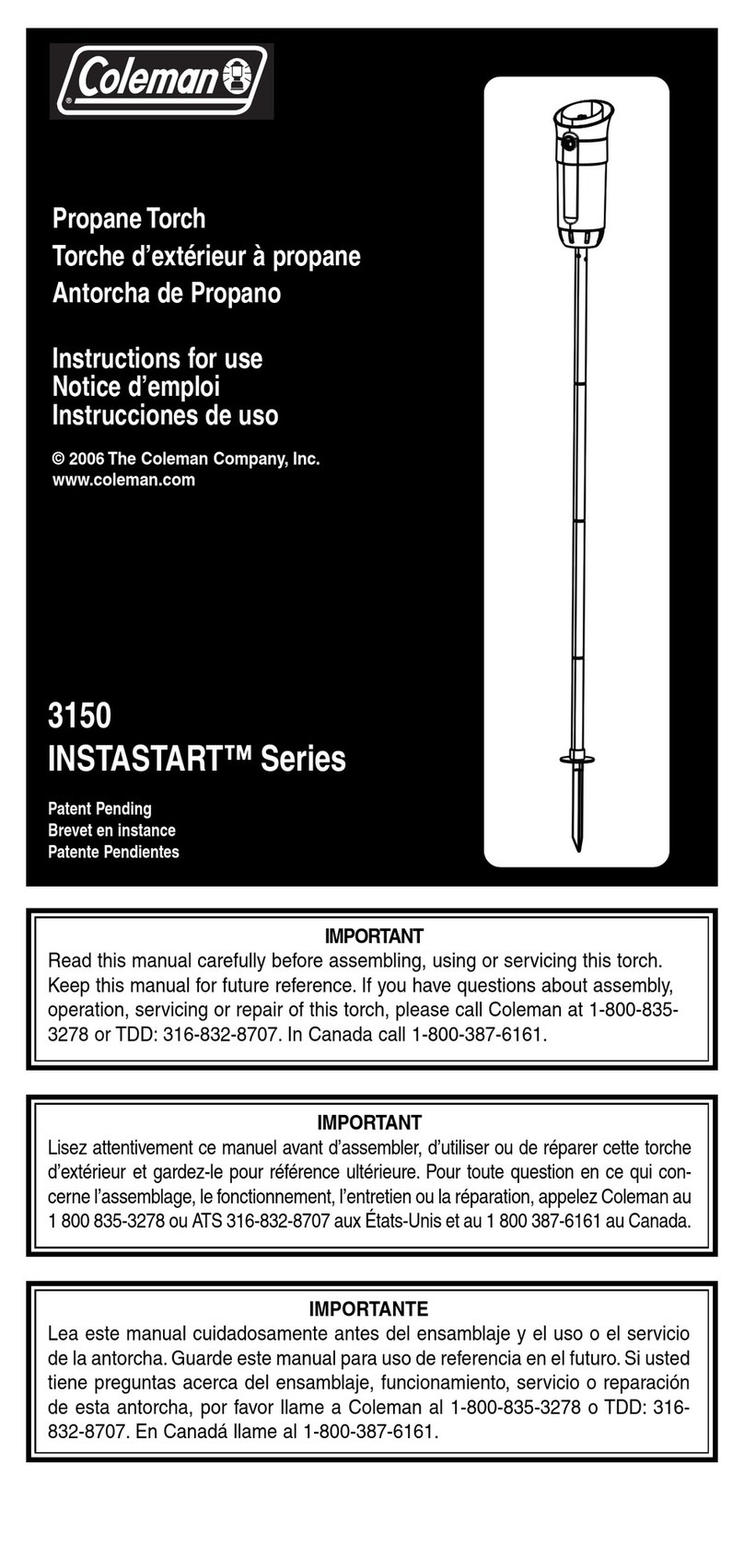 Coleman INSTASTART 3150 User manual