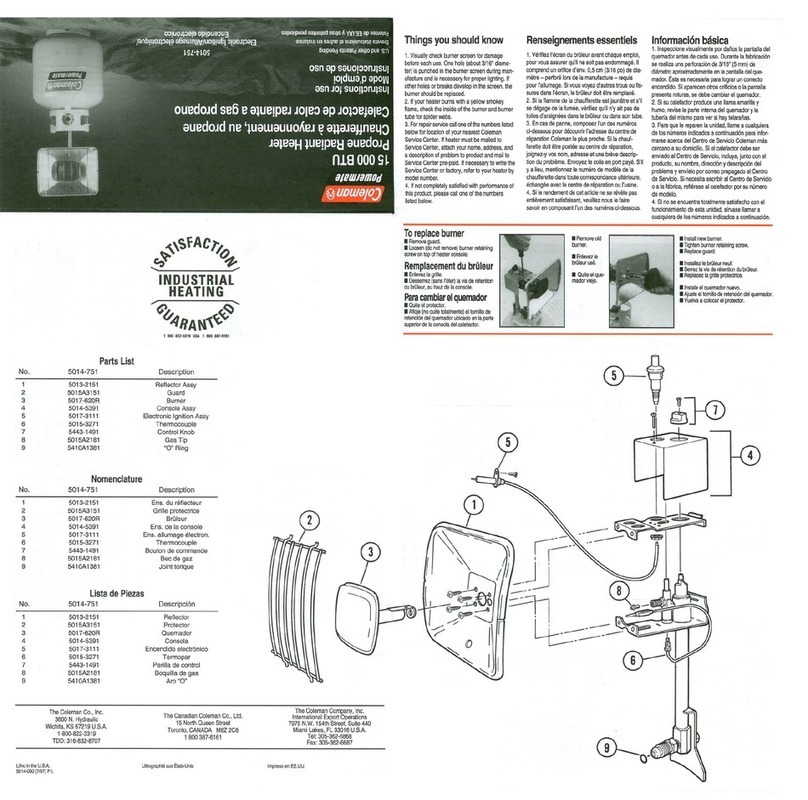 Coleman Powermate 15 000 BTU Instructions for use