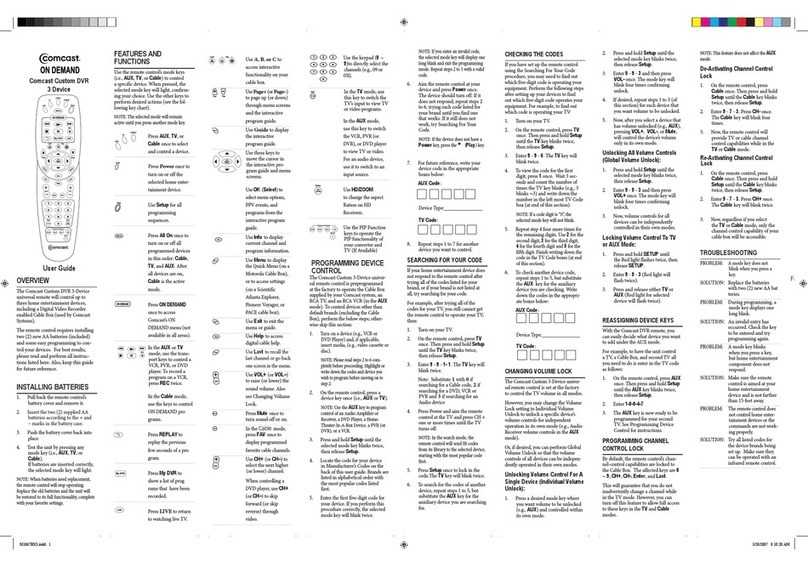 Comcast ON DEMAND M1067BX3 user guide Comcast ON DEMAND M1067BX3 user guide