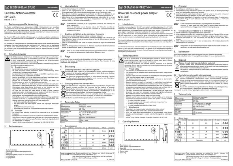 VOLTCRAFT Universal Notebook Power Adapter SPS-2406 operating instructions