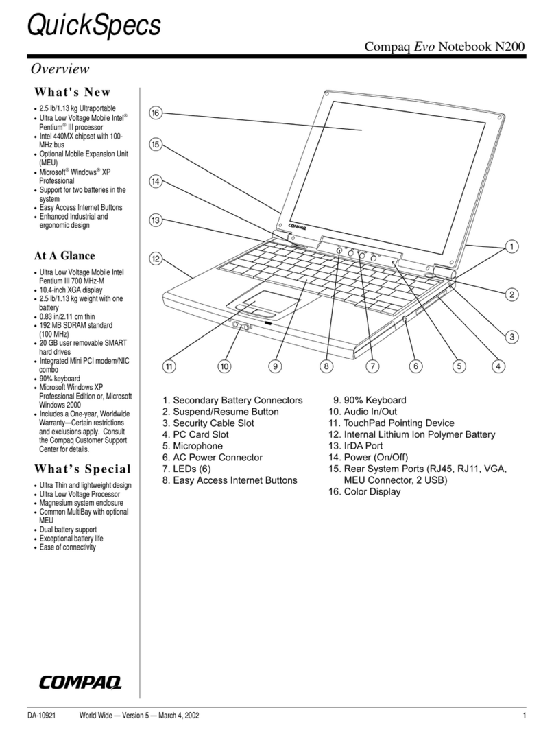 Compaq Evo Notebook N200 Series User instructions